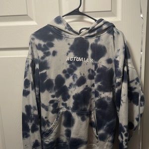 Neon riot , “actually” blue tie dye hoodie
